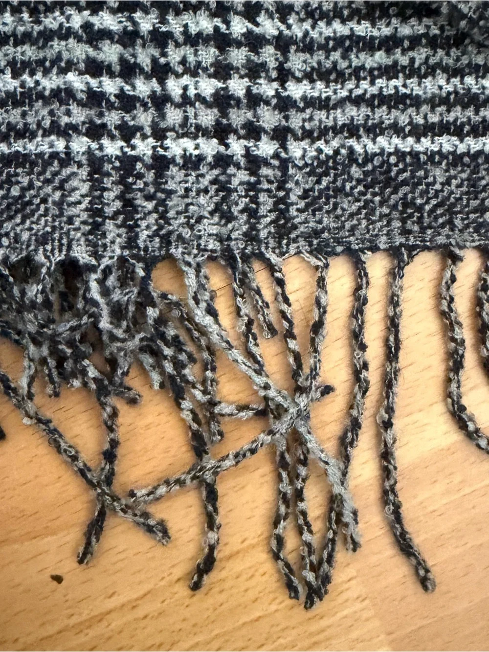J Crew Gray Plaid Fringe Wool Blend Scarf - Classic Winter Accessory